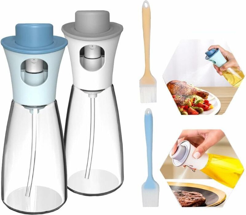 4-teiliges Ölsprüher-Set, Olivenölsprüher mit Gebäckpinsel, Silikon-Kochpinsel, Grillpinsel zum Kochen, Backen, Grillen ...