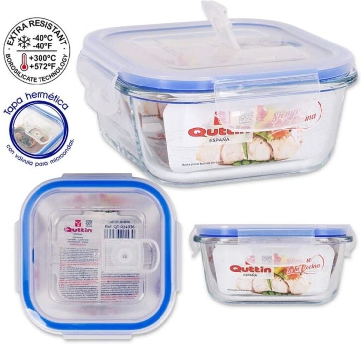 Quadratisches Glas mit hermetischem Ventil 16x16 cm 750 cc