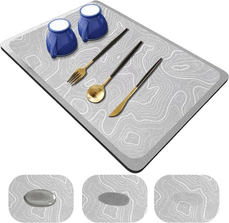 Platzset aus natürlicher Kieselgur, 30 x 40 cm, Abtropfmatte für die Küchenarbeitsplatte, schnelltrocknend