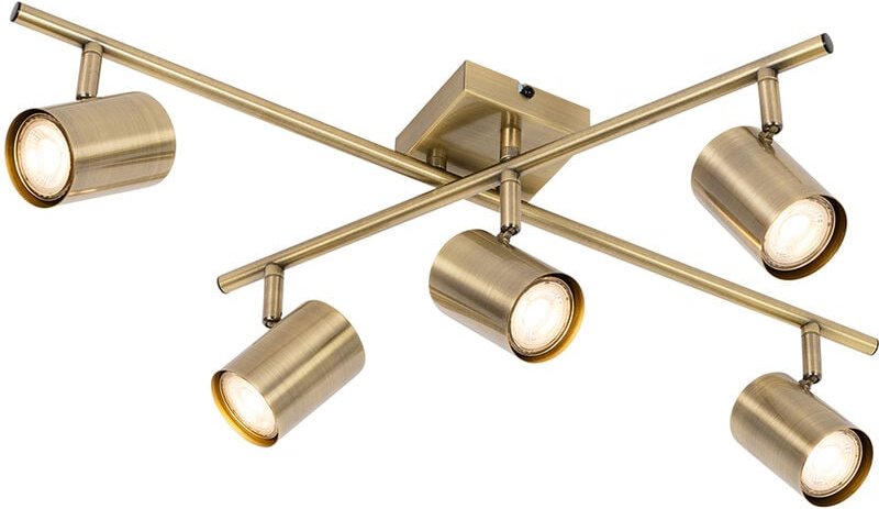 Moderne Deckenleuchte Bronze 5-flammig verstellbar rechteckig - Jeana