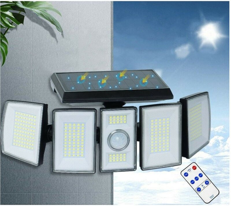 Trade Shop Traesio - Trade Shop - solar-led-licht einstellbarer scheinwerfer fernbedienung bewegungssensor 300 led -