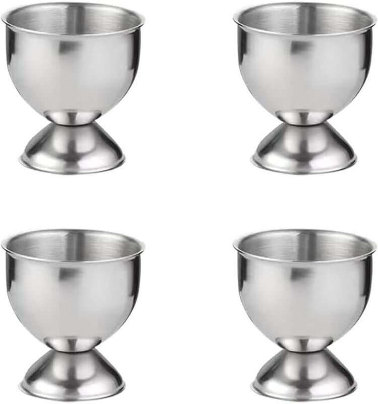 BEBUSINGOTO 4er-Set Eierbecher aus Edelstahl – Für kleine Eier – Silber