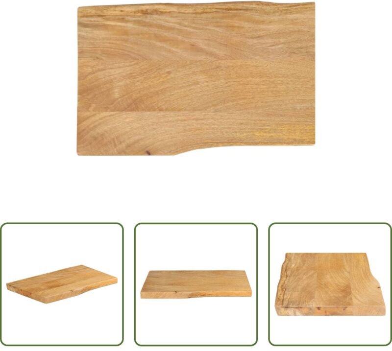 Massivholz - Tischplatte mit Baumkante 60x40x2,5 cm Massivholz Mango