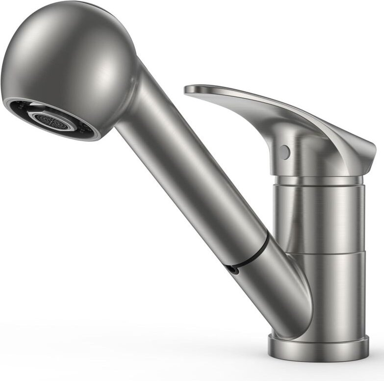 Grifo de Cocina con Manguera Extensible Acero Inoxidable, Monomando Giratorio 360° para 1 Orificio