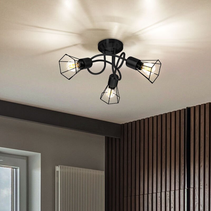 Thumbnail - Design Rondell Decken Leuchte schwarz Wohn Zimmer Geflecht Strahler Lampe Nino Leuchten 62080308