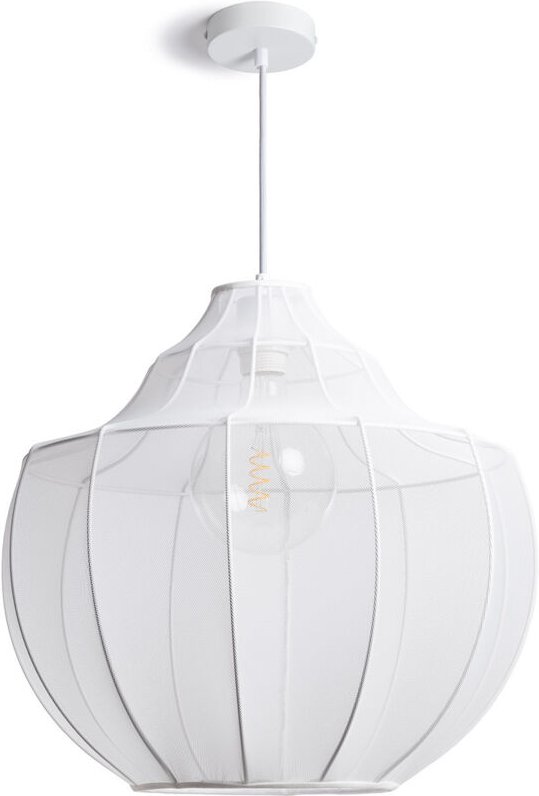 Efectoled - Pendelleuchte Metall und Stoff Ayla Weiß