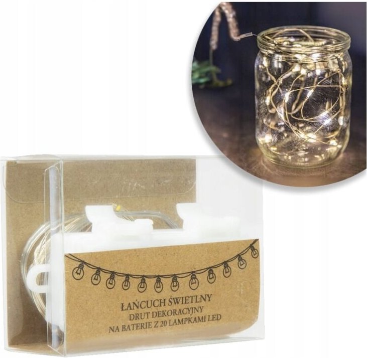 Thumbnail - Lichterkette mit 20 LEDs – Dekorativer Draht, 2,3 m, Weihnachtsbeleuchtung