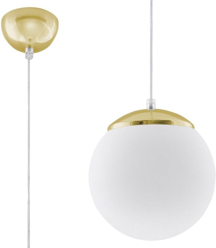Globe Pendant Light White, Gold E27 Globe Pendelleuchte Weiß, Gold E27