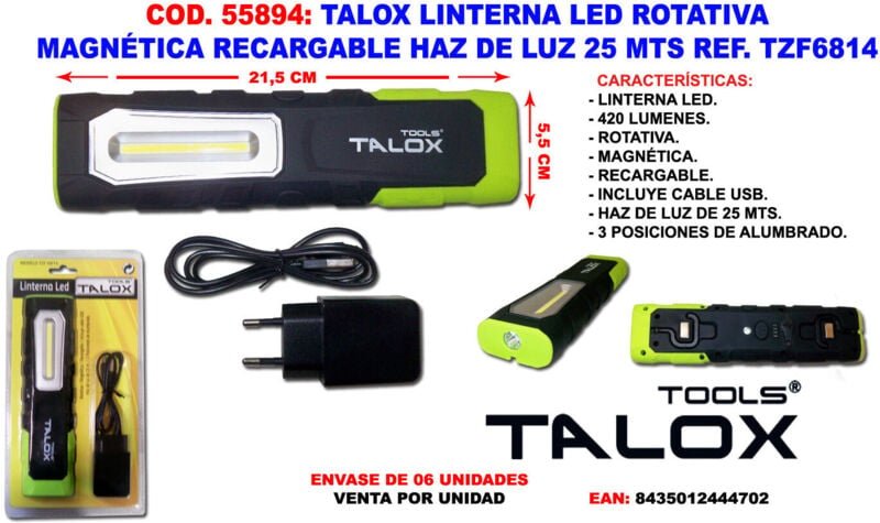 Fplus - talox rotierende-magnetisch-wiederaufladbare LED-Taschenlampe 25 m