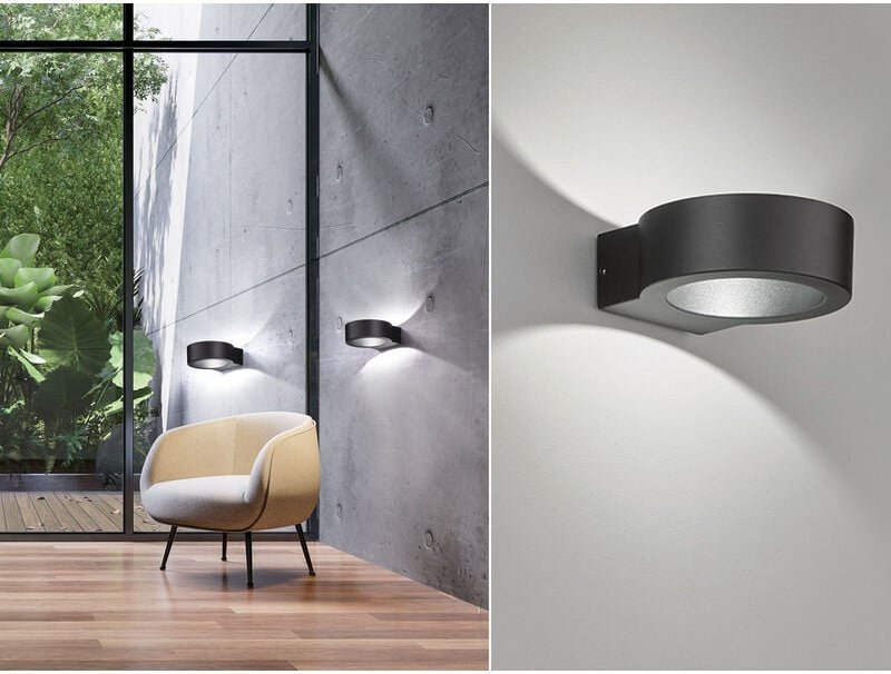 Fischer&honsel - led Außenwandleuchte torres Schwarz mit Up and Down Licht - 15cm breit