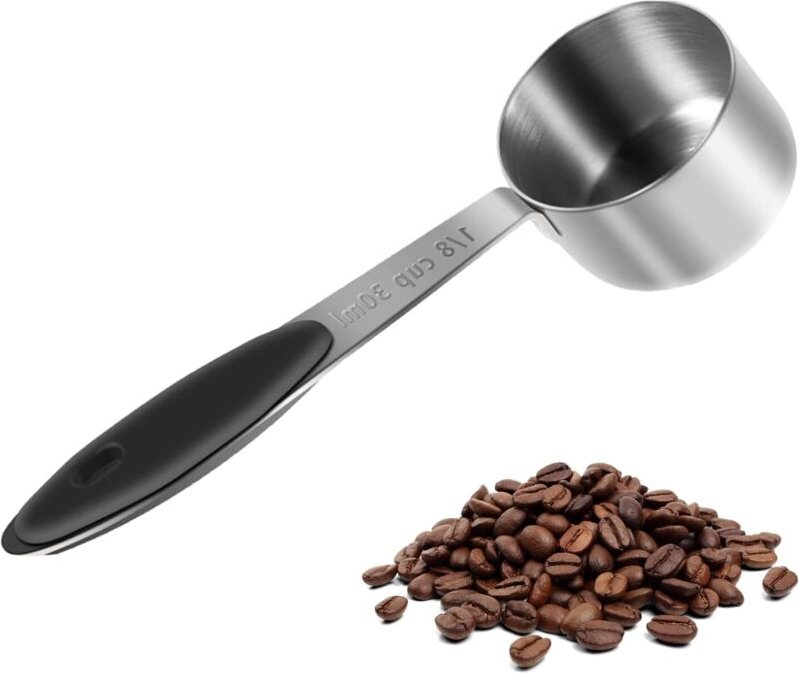 Messlöffel aus Edelstahl mit langem Griff für Kaffee, Tee, Kakao, Gewürze, Flüssigkeiten und Pulverzutaten, 30 ml