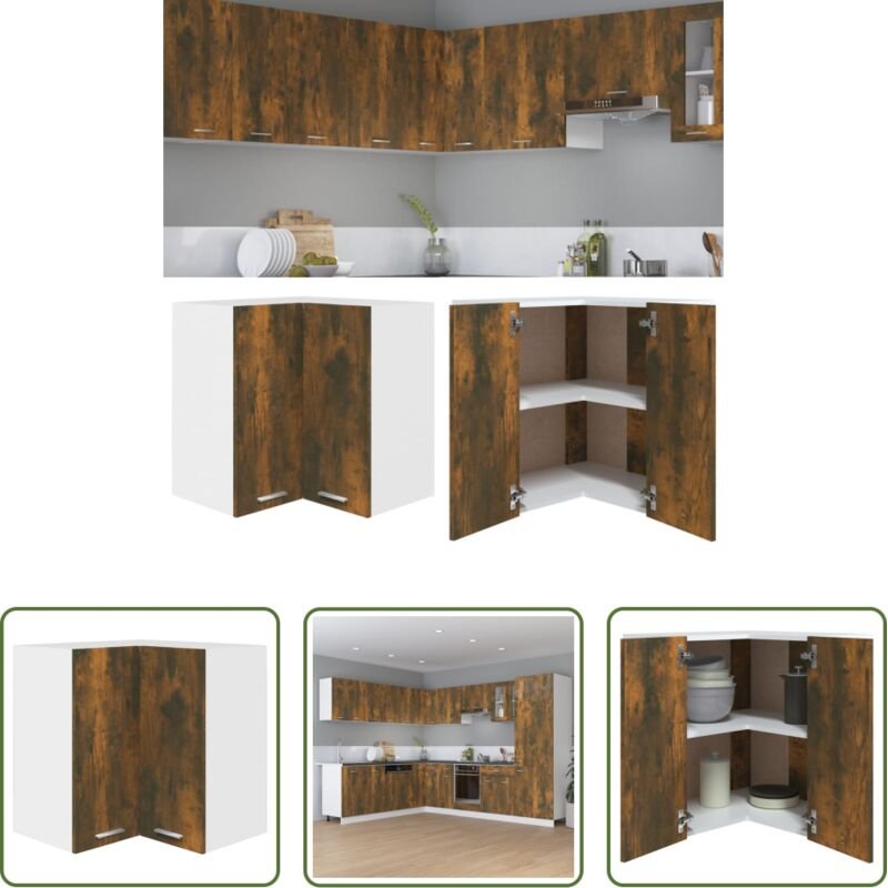 Küchenregal - Eck-Hängeschrank Lyon Räuchereiche 57x57x60 cm Holzwerkstoff