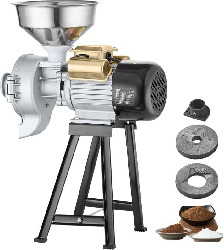 Mophorn - Elektrische Getreidemühle, 3000 w Gewürzmühle, kommerzielle Maismühle mit Trichter, einstellbare Pulvermaschin...