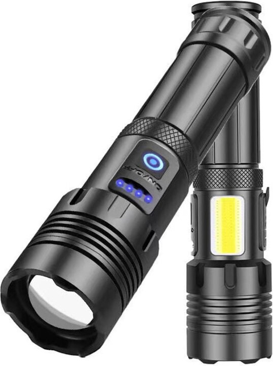 Ultrastarke LED-Taschenlampe – 500.000 Lumen, wiederaufladbare Taschenlampe, IPX7 wasserdicht, 7 Beleuchtungsmodi mit CO...