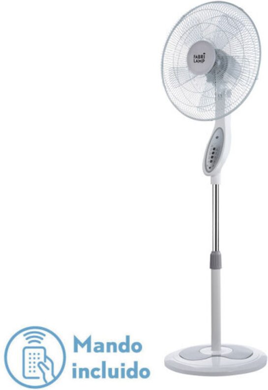 Thumbnail - Bodenventilator de floxo weiß/grau 3 Geschwindigkeiten 45w w/remote timer 5 Flügel regx44,5x40 cm