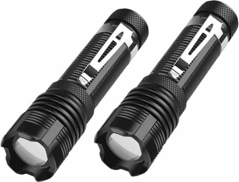 Lot de 2 petites lampes de poche LED portables de 5000 lumens élevés avec 5 modes