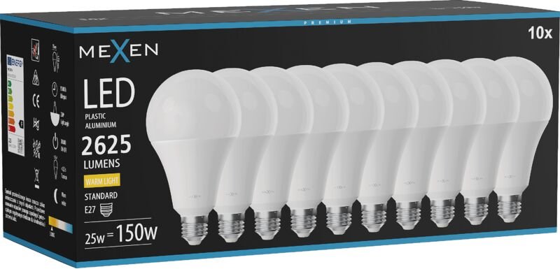 Mexen Nova 10x LED-Glühbirne E27, A95, 25W, Warm - 3000K, 2625 lm - L100-E27-2530-01x10