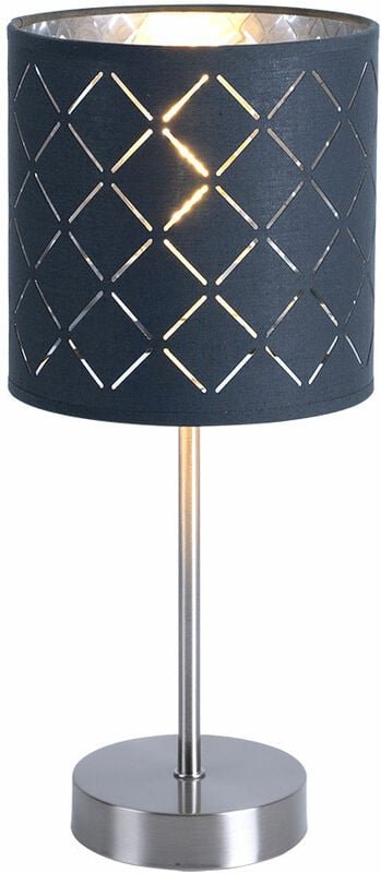 Stoff Tisch Lampe Wohn Schlaf Zimmer Schalter Lese Strahler Beleuchtung grau silber Globo 15228T