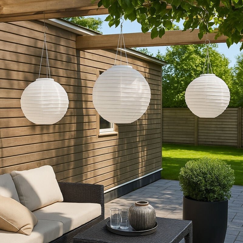 Solarlampe Lampion Außenleuchte led Hängelampe Gartenleuchte weiß Hochzeit Partylaterne Gartendeko, Edelstahl Kunststoff...