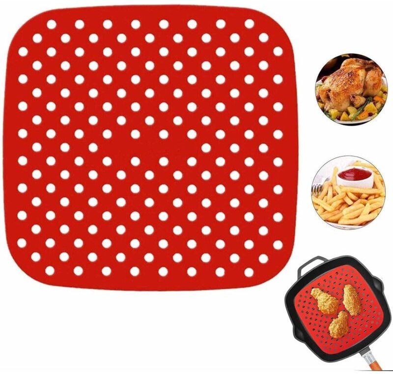 Tappetino per friggitrice ad aria, cuscino quadrato da 7,5 pollici, tappetino in silicone antiscivolo, tappetino antiade...