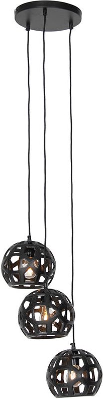 Industrielle Hängelampe schwarz rund 3-flammig - Bobby