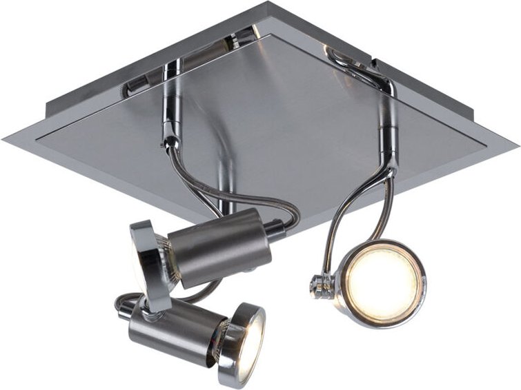 Esto - Deckenstrahler schwenkbar led Deckenleuchte Spots silber Chrom eckig Deckenlampe 3-flammig zum verstellen, Chrom,...