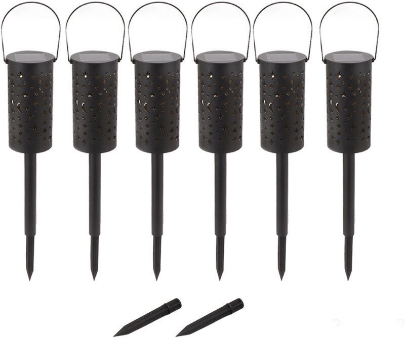 Eosnow 6-teiliges Solar-LED-Gartenleuchten-Set, wasserdichte Stern- und Mond-Landschaftsleuchten, Bodensteckerlampen für...