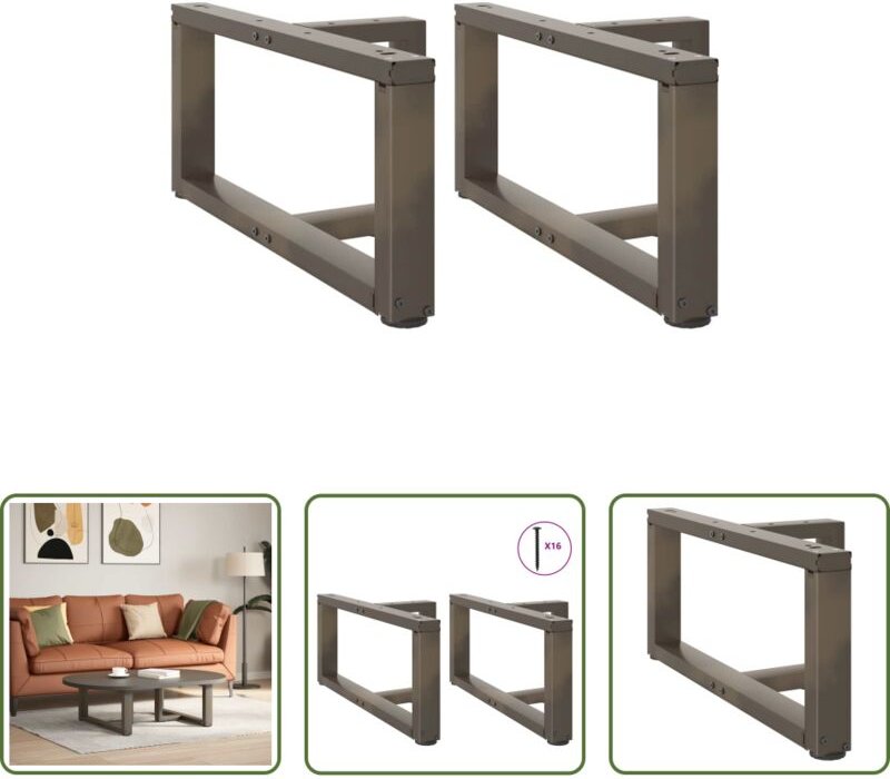 vidaXL Naturstahl - Couchtischbeine T-Form 2 Stk. Naturstahl 70x25x(30-31) cm Stahl
