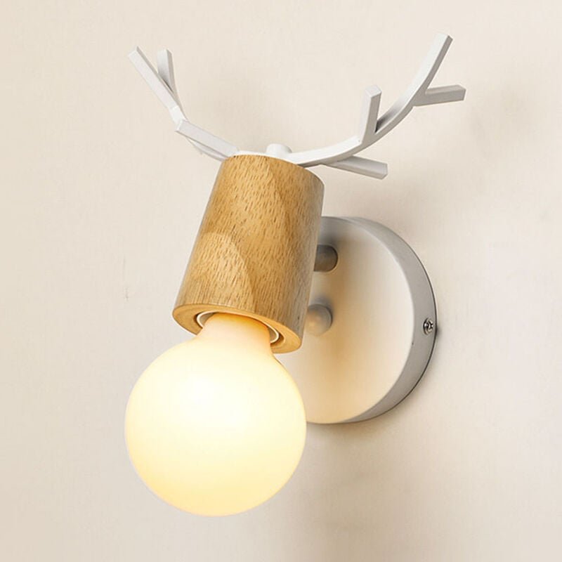 Wandleuchte Kreative, Moderne Geweih Form Wandlampe, Wandstrahler Licht aus Metall und Holz E27 Fassung für Schlafzimmer...