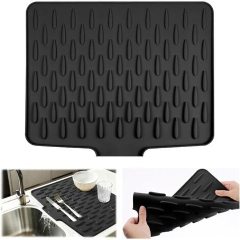 Schräge Arbeitsplattenmatte aus weichem Gel, multifunktionale und faltbare Silikon-Abtropfmatte, schnelltrocknend, rutsc...