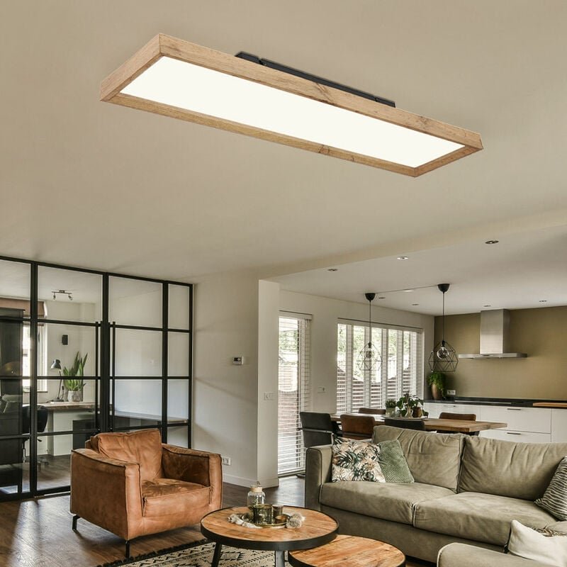 Globo - Deckenleuchte Deckenlampe Wohnzimmerleuchte Holzleuchte Lampe Schlafzimmer, cct Farbfixierung, Holzoptik Landhau...