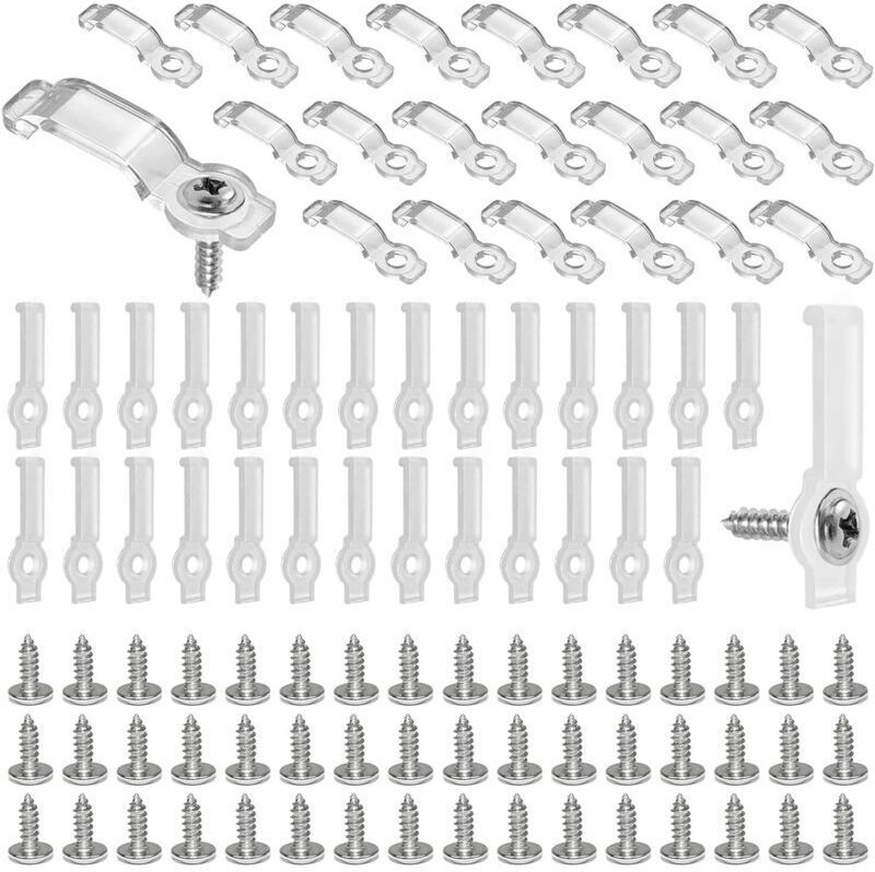200 Stück LED-Streifen-Clips, Montagehalterungen für LED-Streifen, Schrauben inklusive