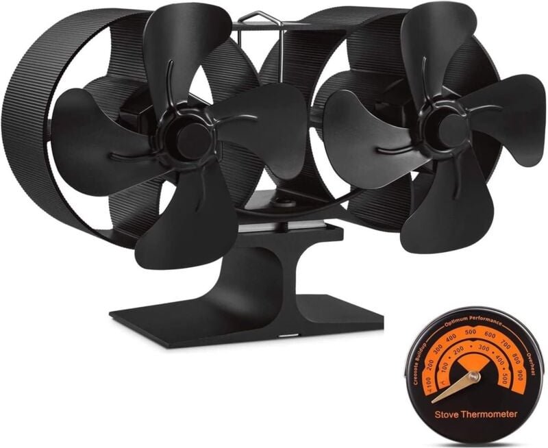 Holzofenventilator mit Doppelmotoren und 8 Flügeln, klein, leiser, warmluftbetriebener Öko-Ofenventilator für Gas-/Pelle...