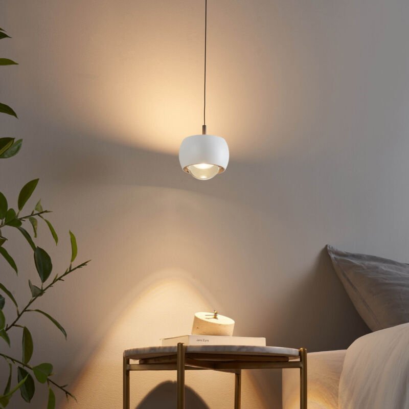 Kleine weiße Hängeleuchte dimmbar mit verstellbarem Kabel - Finn