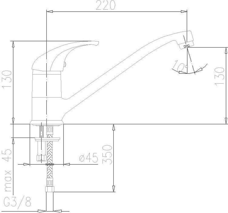 kfa Moderner Chrom-Küchenwasserhahn schwenkbar 240 mm