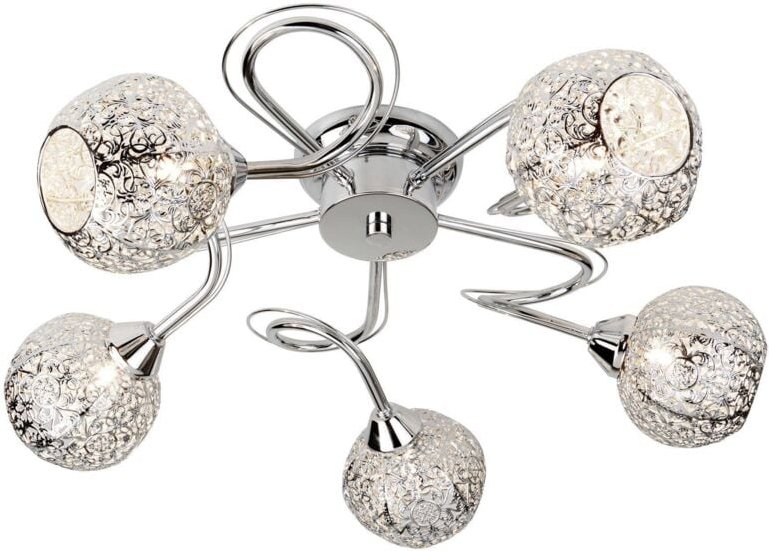 Souk - 5 Light Multi Arm Decken Semi Flush Light Chrom mit Laubsägearbeiten, G9 - Searchlight