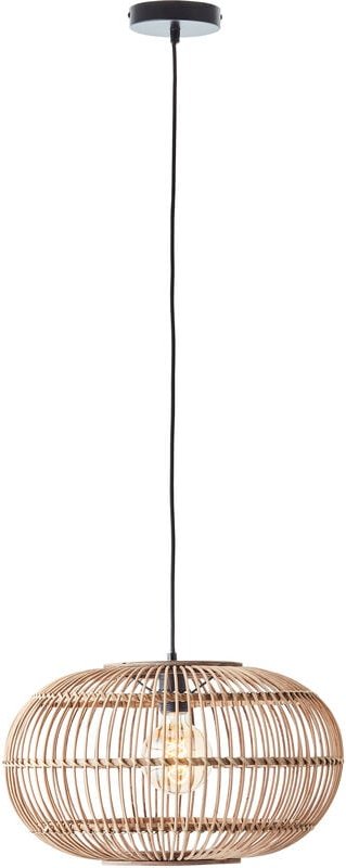 Lampe Woodball Pendelleuchte 1flg schwarz matt/bambus Bambus/Metall braun 1x A60, E27, 60 w - Brilliant