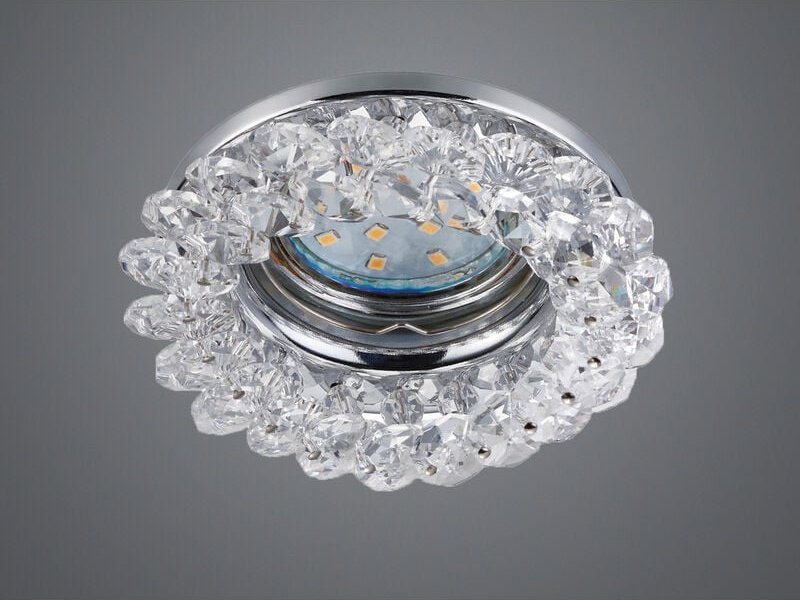 Trio Leuchten - Runder led Deckeneinbaustrahler in Silber Chrom mit Kristallglas ø 9cm, GU10