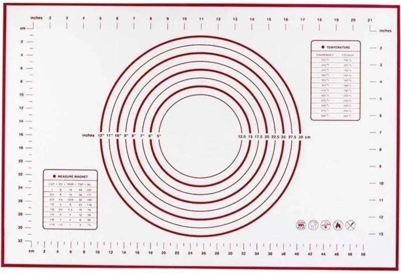 60 x 80 cm Backmatte, BPA-freie Silikon-Backmatte, Silikon-Backblech-Arbeitsmatte mit Messskala für Fondant und Pizza