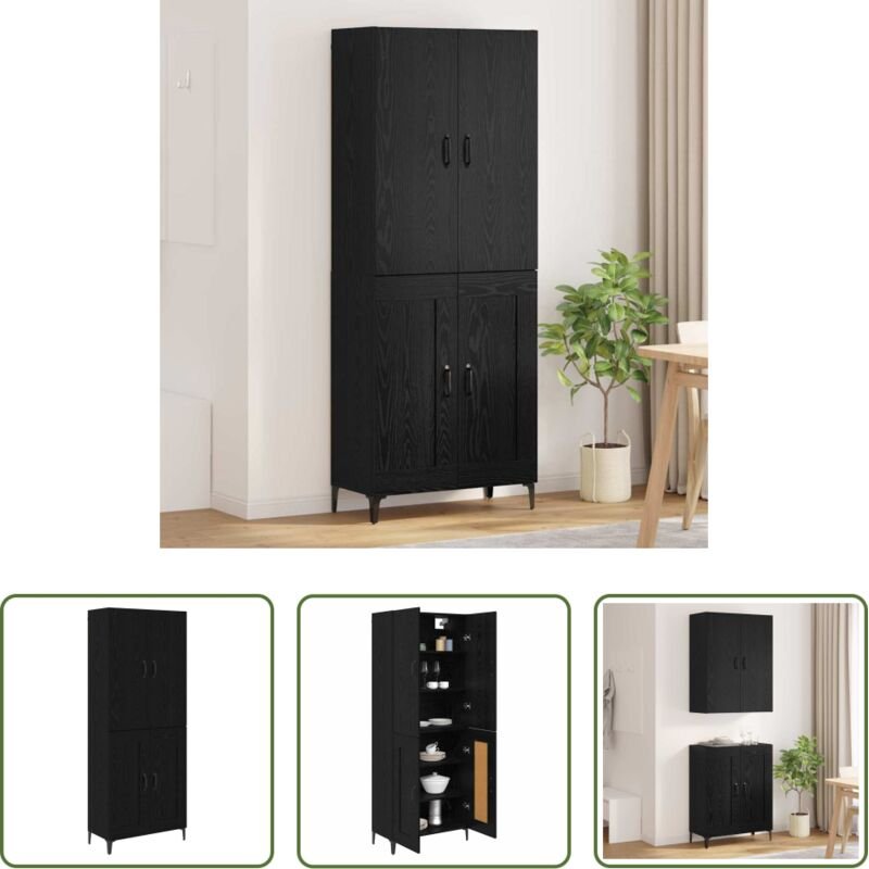 vidaXL Holzwerkstoff - Highboard Schwarz Eichen-Optik 69,5 x 34 x 180 cm Holzwerkstoff