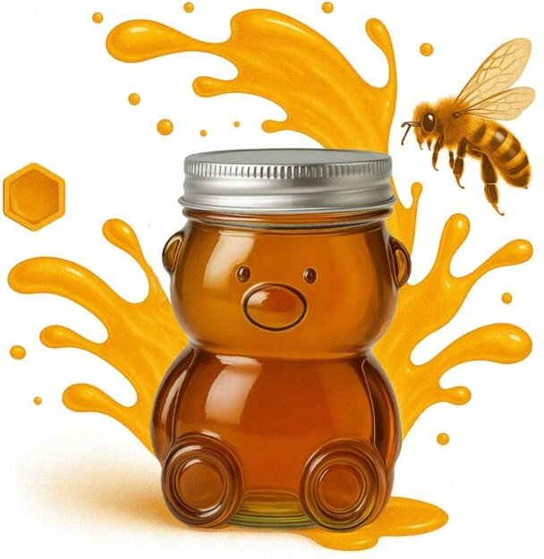 30 ml großes Glas in Form eines Teddybären mit Deckel – Mini-Glas für Honig und Marmelade als Geschenk