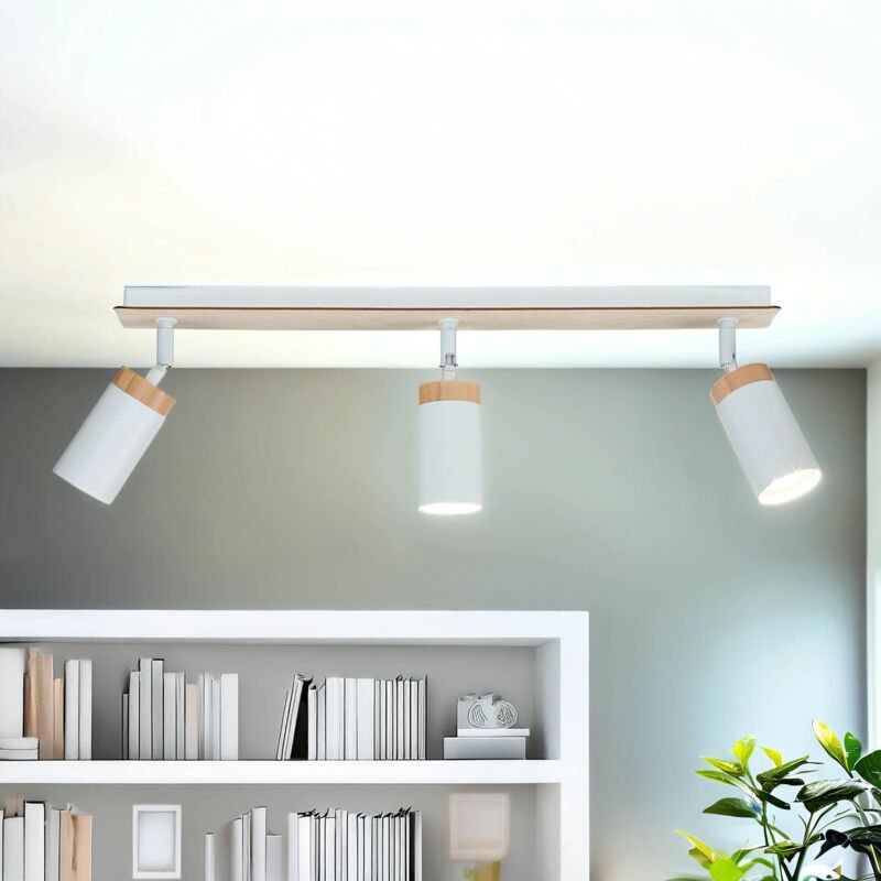 Licht-erlebnisse - Strahler Wohnzimmer L:72cm Weiß mit Holz GU10