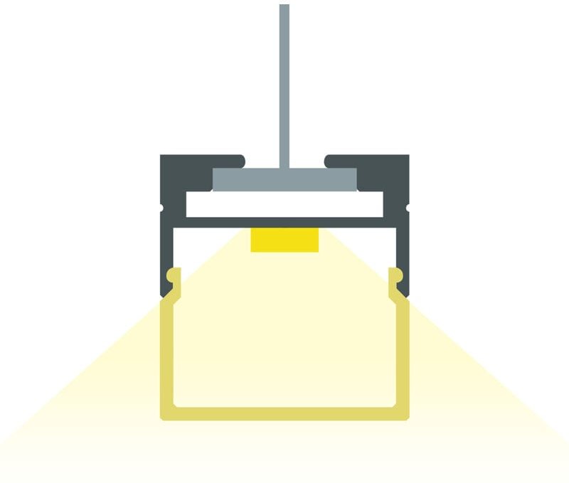 Ledkia - Aluminiumprofil Hängend 2m für led Streifen bis 17 mm Aluminium 2 m Halbtransparent