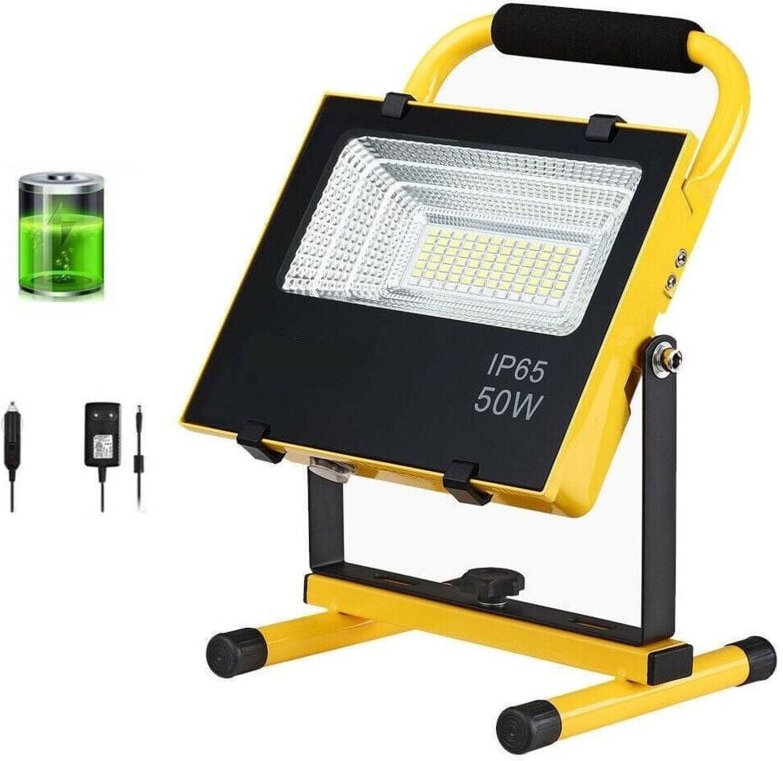 Trade Shop Traesio - Trade Shop - lampada faro led-portatile torcia 50W batteria litio luce emergenza 2500L -