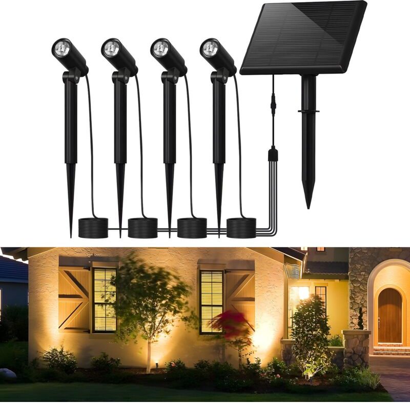 Solarlampen für Außen Solar Gartenleuchte Gbly led Solarleuchten Strahler Warmweiß Garten Solarstrahler IP65 Wasserdicht...