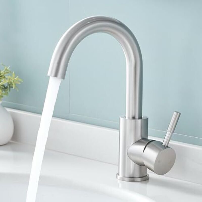 Hoch angebrachte Badarmatur, 360° schwenkbar, wassersparende Waschtischarmatur mit Warm-/Kaltwasserhahn, einfache Montag...