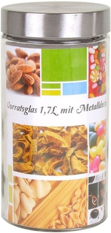 Buri - Vorratsglas 1,7 Liter mit Metalldeckel Frischhaltedose Vorratsdose Glasbehälter