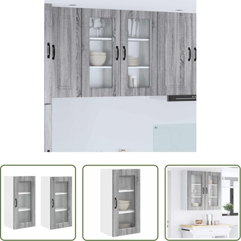 vidaXL Küchenwandschrank - Küchenschrank Kalmar 2 pcs Graues Sonoma 40 x 31 x 80 cm
