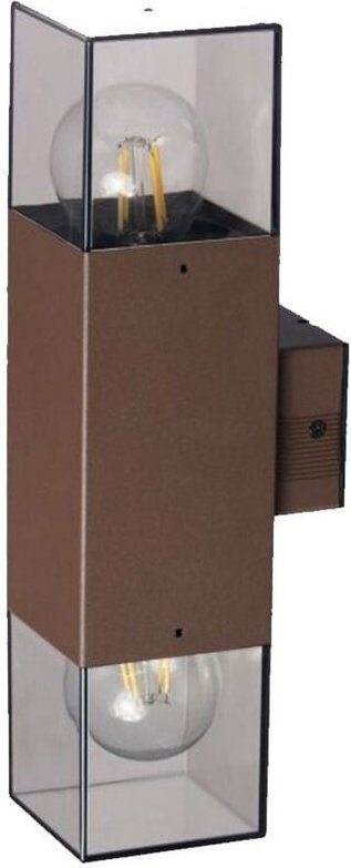 Trade Shop - APPLIQUE DA ESTERNO A PARETE DOPPIA EMISSIONE DI LUCE 2 ATTACCHI E27 IP44 RUGGINE ESM-01C -