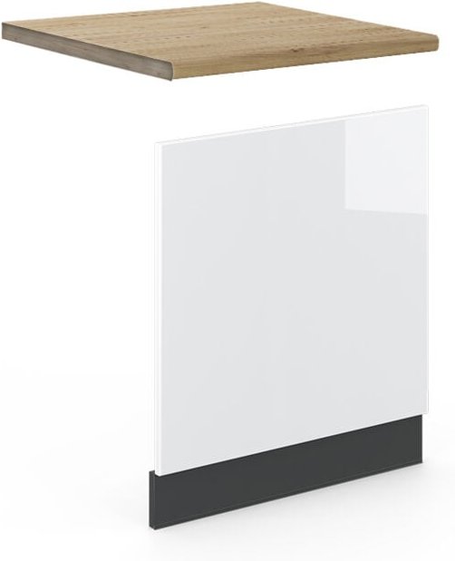 Vicco - Frontblende Fame-Line, Weiß Hochglanz, 60 cm , ap Eiche